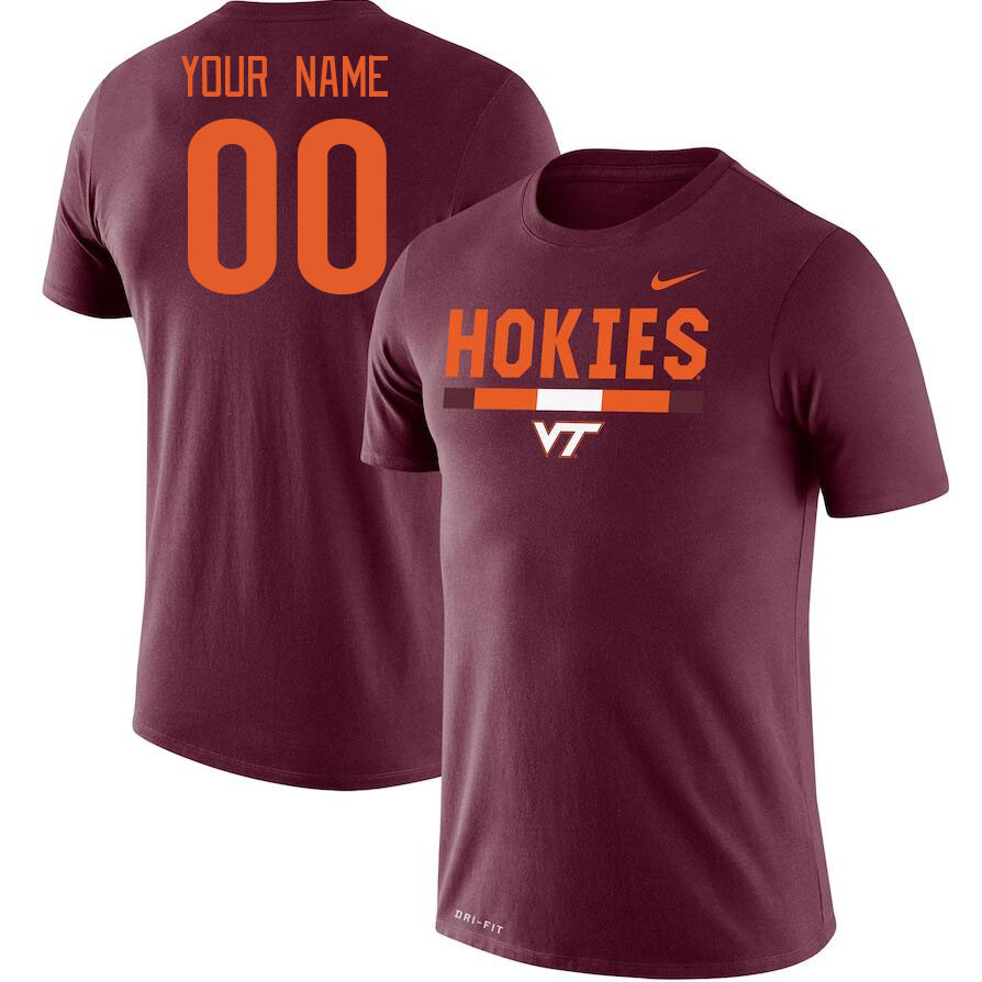 Custom Virginia Tech Hokies Name And Number College Tshirt-Maroon